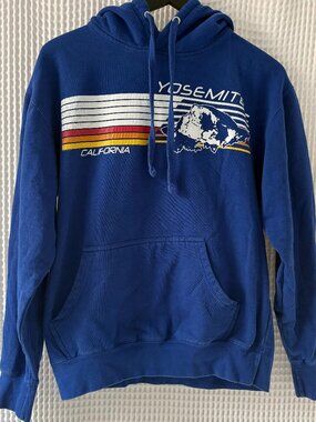 Yosemite National Park California cobalt blue gorpcore outdoor hoodie size med